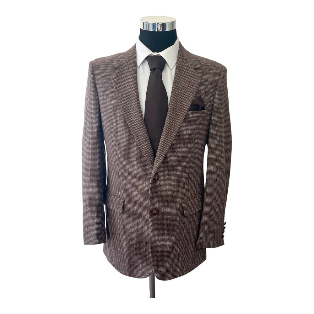 Stylish Vintage Brown Tweed Wool Sport Coat Sportcoat Blazer Jacket 42L 42 Long